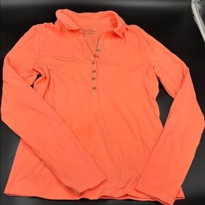Lily Pulitzer Coral Long Sleeve Polo Shirt NWT